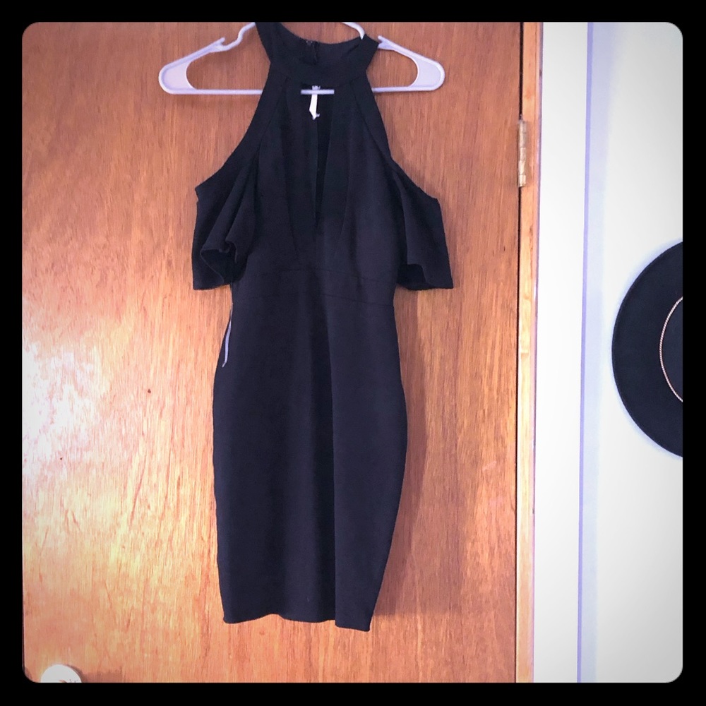 Black low cut off the shoulder dress
